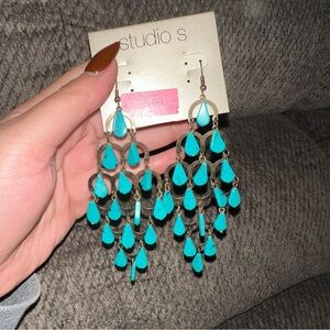 Sears Studio S Turquoise Chandelier Earrings